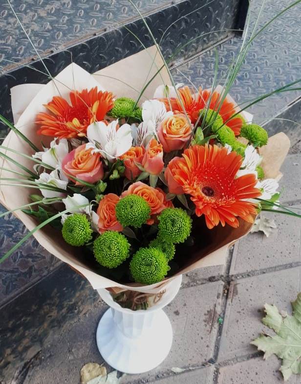 Букет цветов из: Герберы, Хризантемы, Альстромерии и Розы в Шолохово