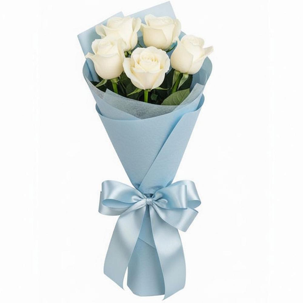 Букет 5 Белых роз Проуд в Шолохово
