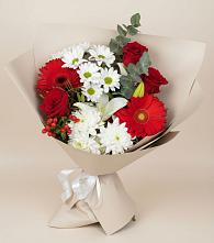 Букет цветов из:  Розы, Хризантемы, Герберы и Лилии в Шолохово