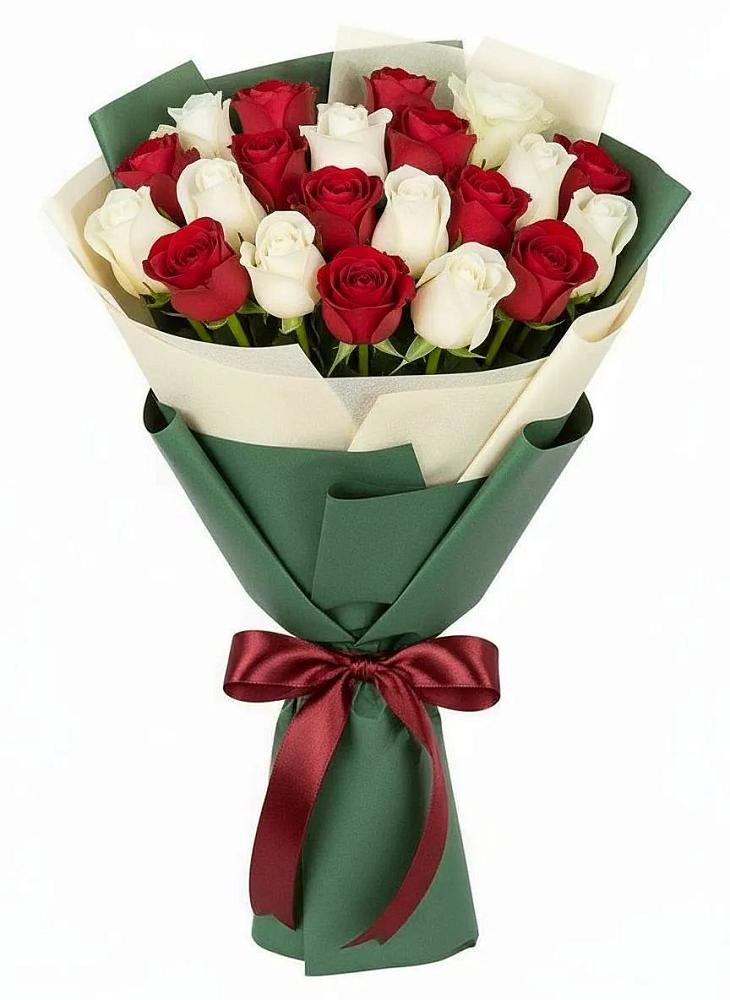 Букет Микс из красных и белых роз в Шолохово