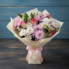 Букет цветов из:  Хризантемы, Альстромерии и Розы в Шолохово