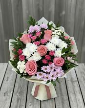 Букет цветов из:  Альстромерии, Гвоздики, Розы и Хризантемы #REPLACE_PRED# Шолохово