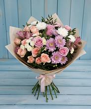 Букет цветов из:  Хризантемы, Розы и Альстромерии в Шолохово