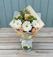 Букет цветов из:  Герберы, Розы и Хризантемы в Шолохово