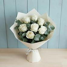 Букет Белые розы в Эвкалипте #REPLACE_PRED# Шолохово