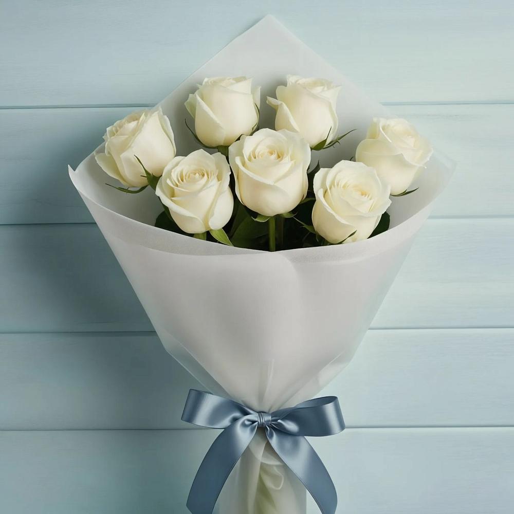 Букет 7 Белых роз Эдлесс Лав в Шолохово