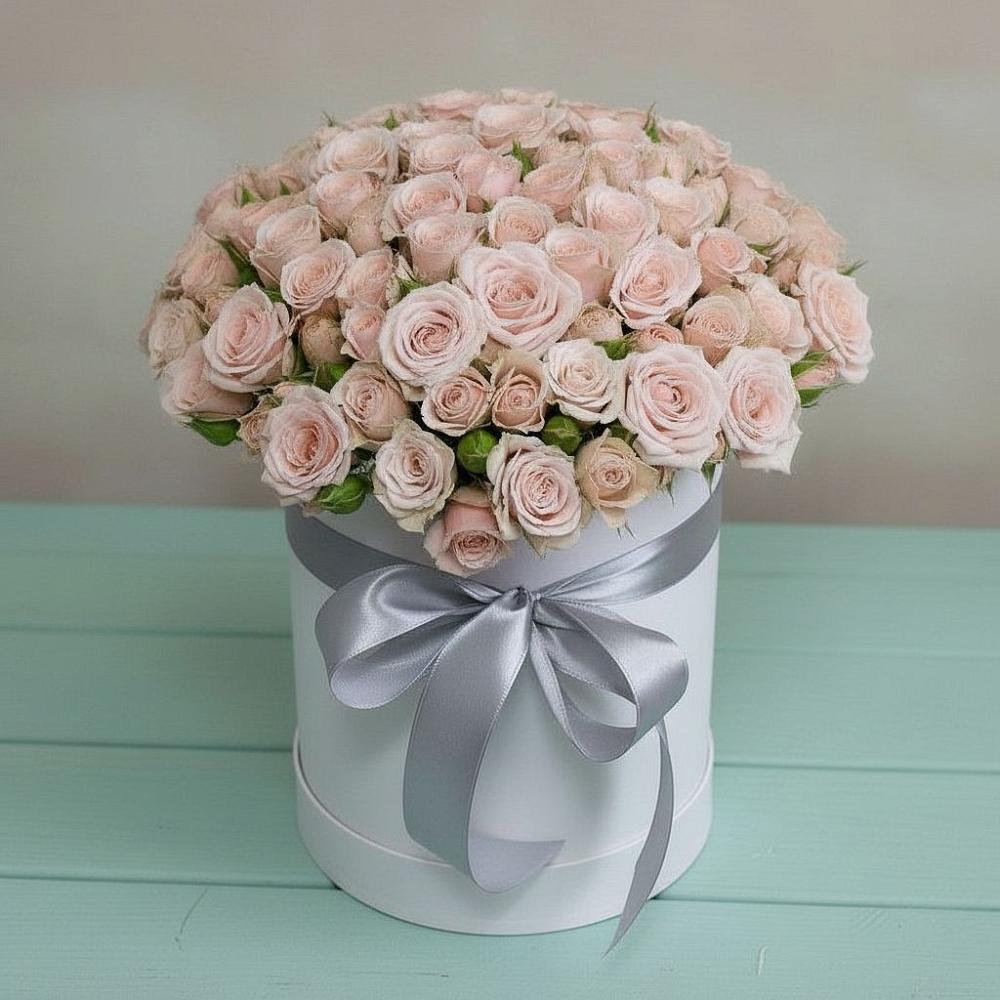 Цветочная композиция из Розы в шляпной коробке в Шолохово